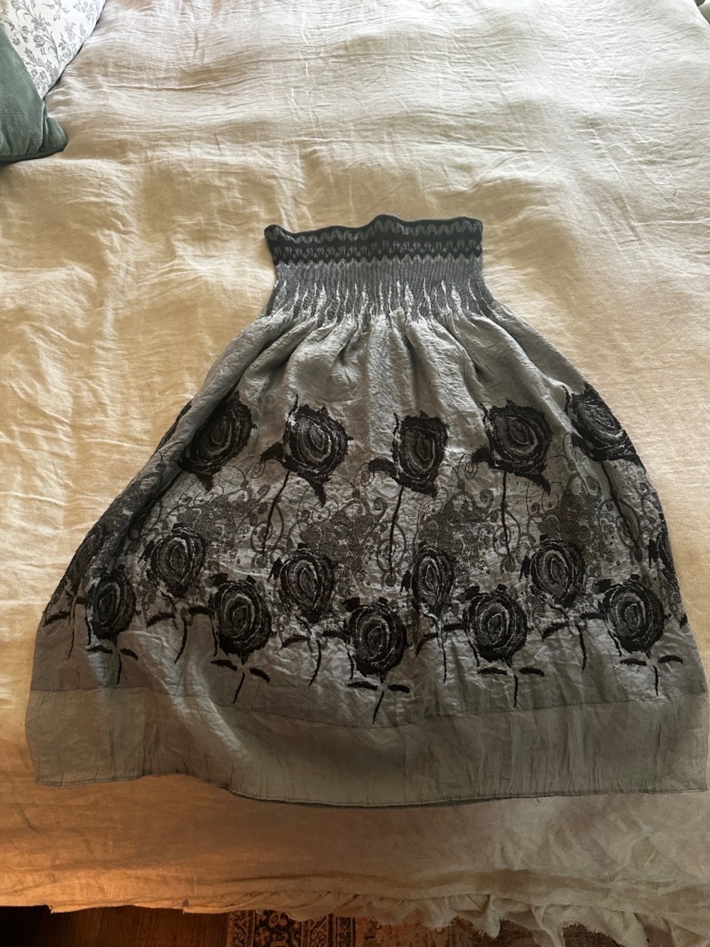 Gray & Black Embroidered Cover-Up